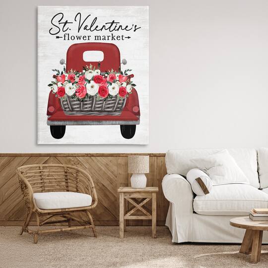 Stupell Industries St. Valentine's Flower Market Truck Canvas Wall Art